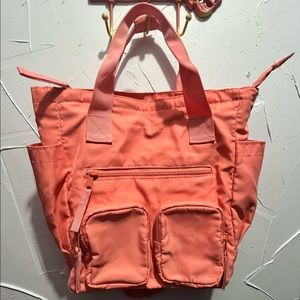 Neon Coral Backpack/Crossbody/Tote